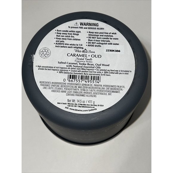 Bath & Body Works 14.5oz. *CARAMEL & OUD* 3 Wick TEST Candle NEW - Picture 10 of 13